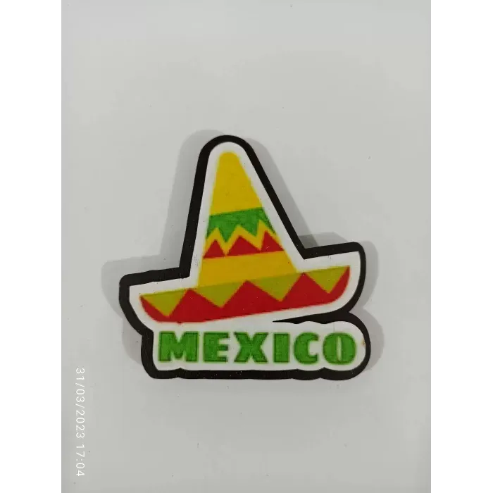 Ahşap Kabartmalı 3D Baskılı Mexico Tasarımlı Magnet