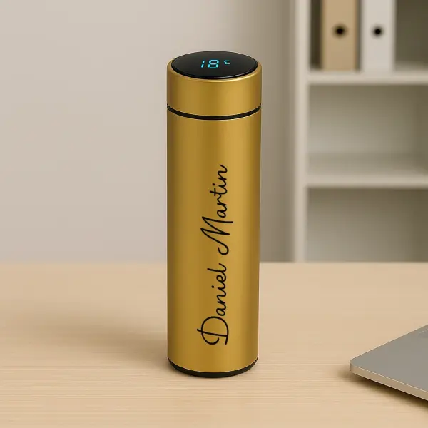 Kişiye Özel Premium Hediye Kutusu Gold Termos, Kupa, Defter ve Çikolata Seti