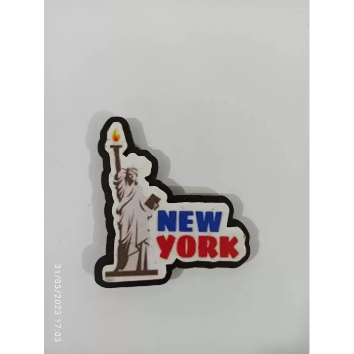 Ahşap Kabartmalı 3D Baskılı New York Tasarımlı Magnet