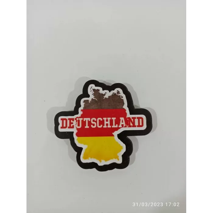 Ahşap Kabartmalı 3D Baskılı Deutschland Tasarım Magnet
