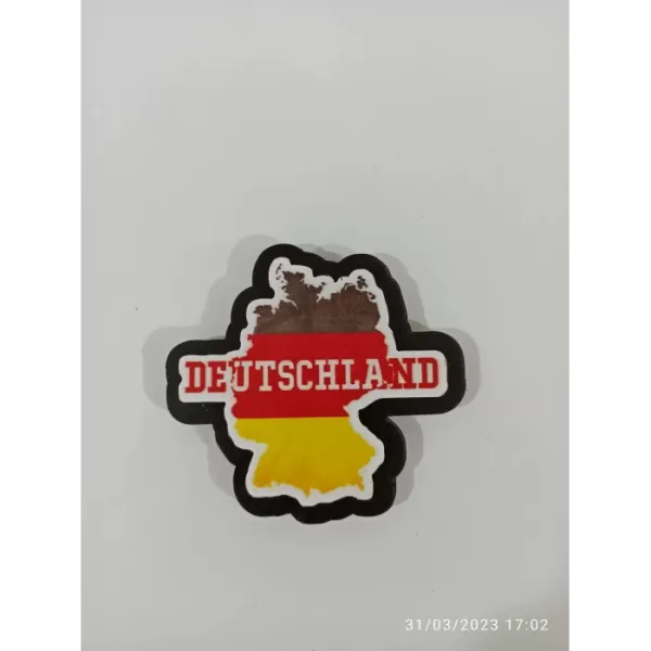 Ahşap Kabartmalı 3D Baskılı Deutschland Tasarım Magnet