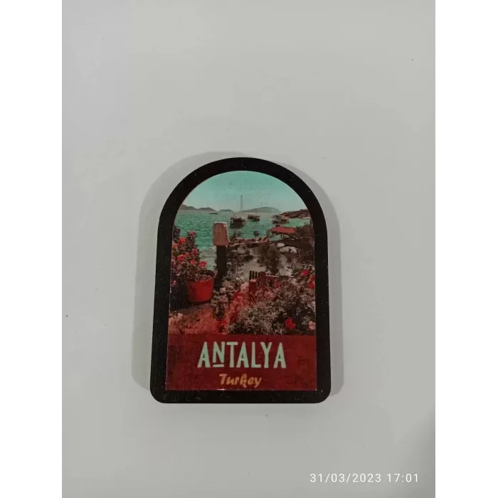 Ahşap Kabartmalı 3D Baskılı Antalya Turkey Tasarımlı Magnet