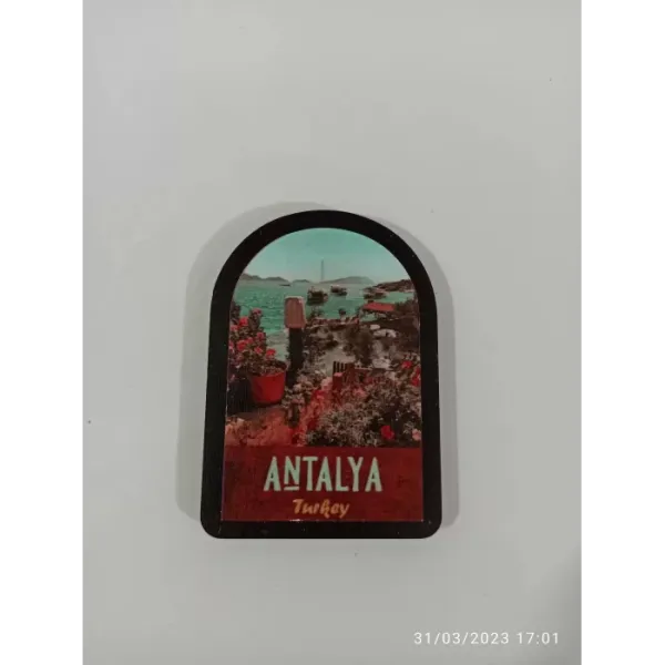 Ahşap Kabartmalı 3D Baskılı Antalya Turkey Tasarımlı Magnet
