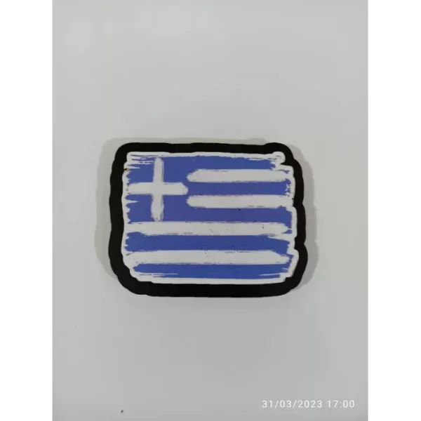 Ahşap Kabartmalı 3D Baskılı Yunanistan Bayrak Tasarımlı Magnet