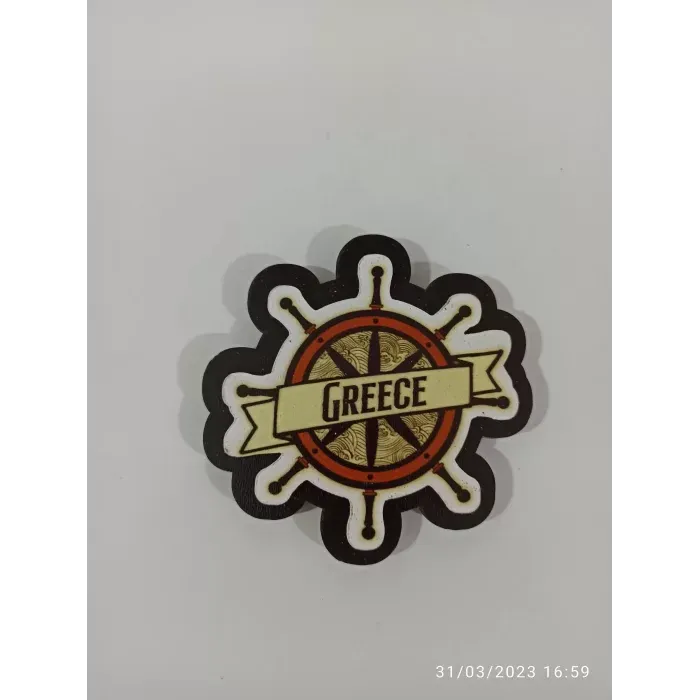 Ahşap Kabartmalı 3D Baskılı Greece Tasarım Magnet