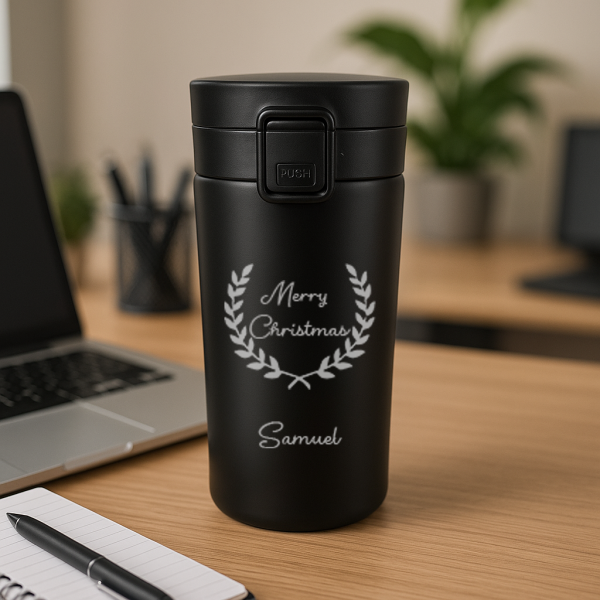 Kişiye Özel Yeni Yıl Hediye Kutusu Termos, Kahve ve Çikolata Seti