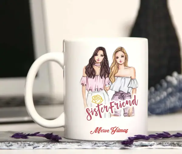 Kişiye Özel Arkadaşa Hediye Kutusu Kupa, Peluş Saç Bandı, Ayıcık ve El Kremi Seti