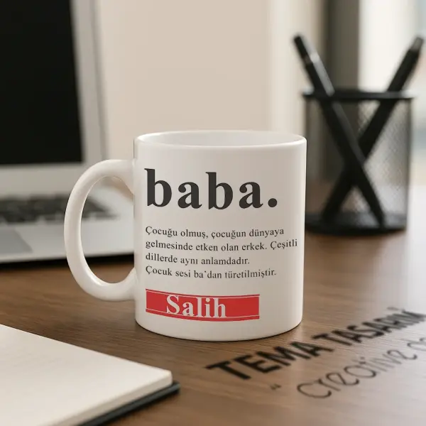 Kişiye Özel Siyah Erkek Hediye Kutusu Termos, Kalem, Defter ve Baba Kupa Seti