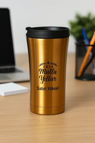 Kişiye Özel Premium Kahve Hediye Kutusu  Termos, Nescafe Gold ve Godiva Çikolata Seti