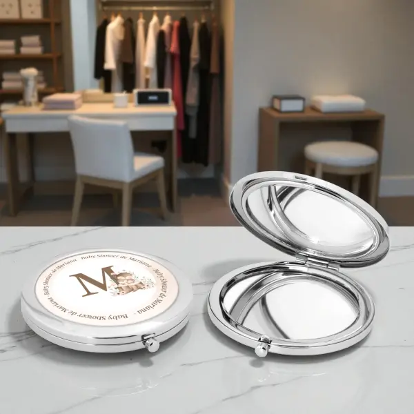 Kişiye Özel Baby Shower Metal Cep Aynası Bebek Hediyesi ve Hatırası