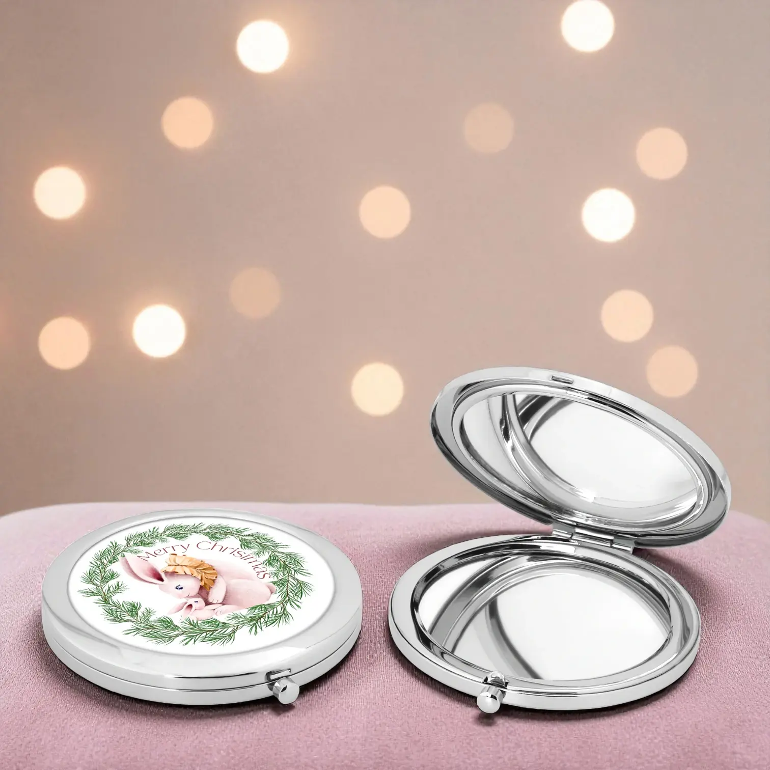 Merry Christmas Metal Cep Aynası Yılbaşı Hediye ve Yeni Yıl Hatırası