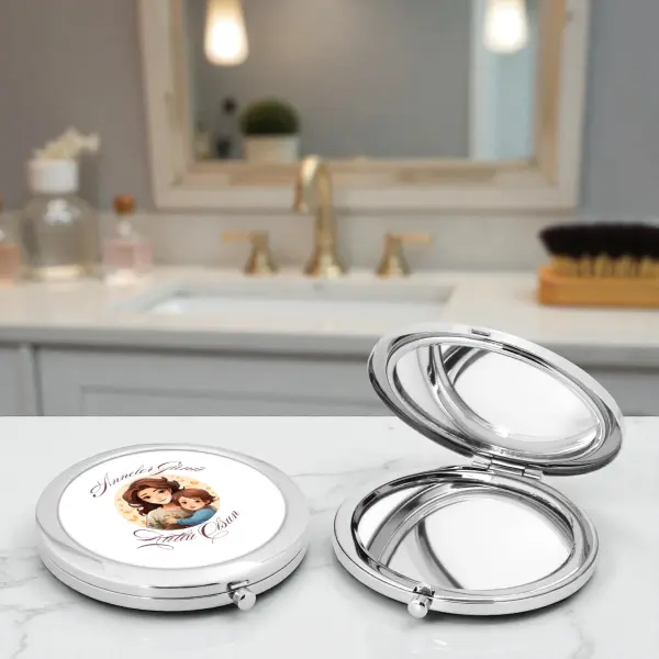 Anneler Günü Metal Cep Aynası Beyaz Tasarım