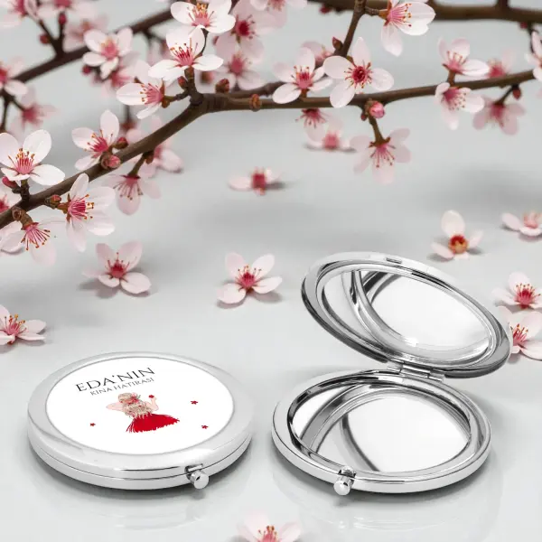 Kına Hatırası Metal Cep Aynası Gelin Tasarımlı Kişiye Özel Model