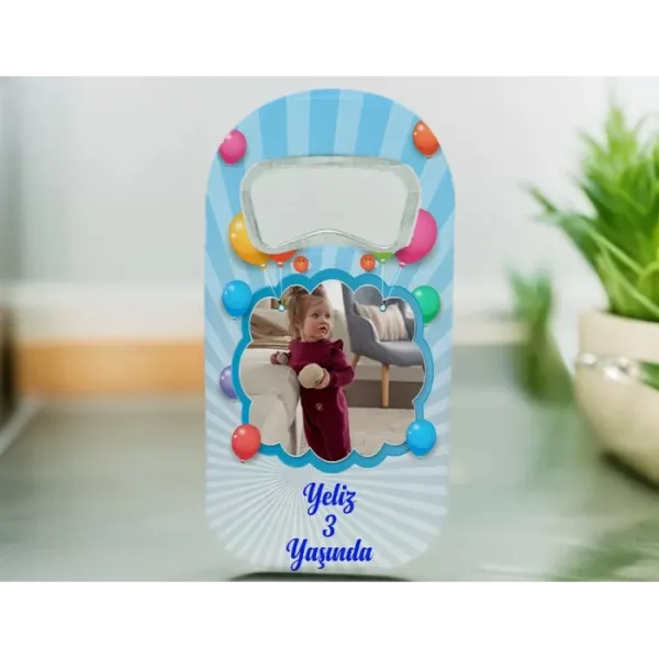 3 Yaş Kişiye Özel Fotoğraf Tasarımlı Açacak Magnet 15 Adet