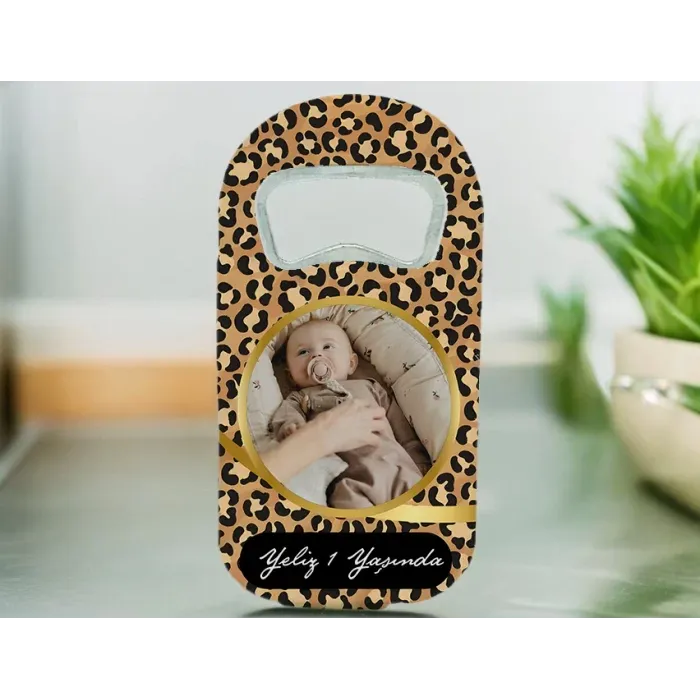 1 Yaş Leopar Desenli Resimli Açacak Magnet 15 Adet