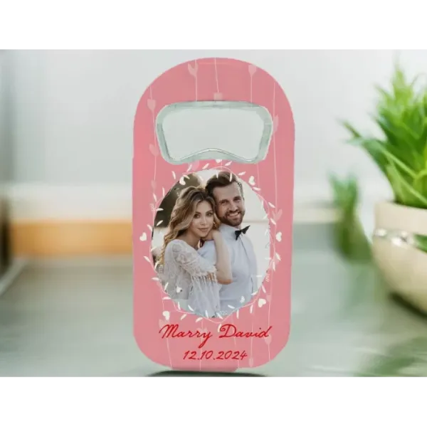 Pembe Tasarımlı Kişiye Özel Fotoğraflı Tasarımlı Açacak Magnet 15 Adet