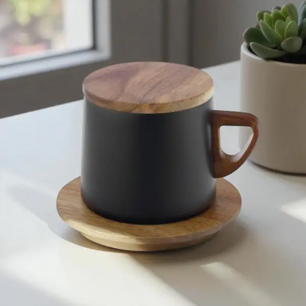 Ahşap Kapaklı Çelik Kupa Tema Tasarım