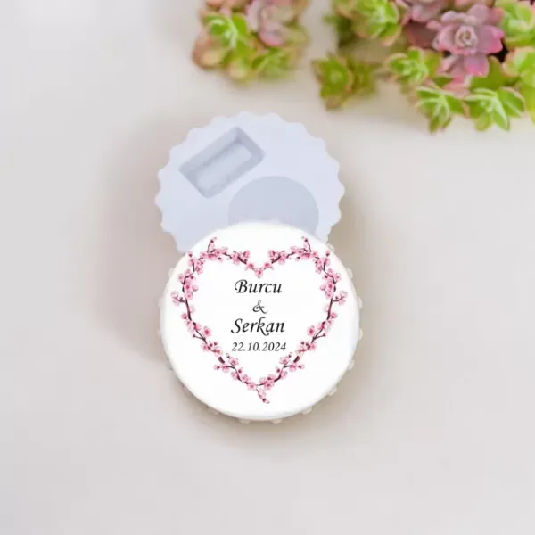 Pembe Kalp Tasarımlı Gazoz Kapak Açacak Magnet 15 Adet