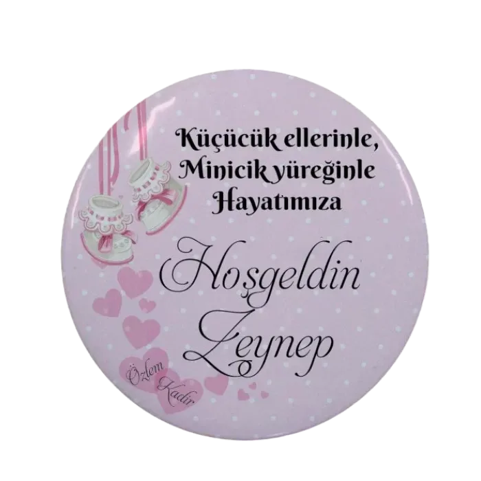 Kişiye Özel Yeni Doğan Minik Ayaklar Tasarımlı Buton Açacak Magnet 58 mm 15 Adet