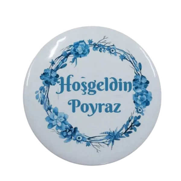 Kişiye Özel Yeni Doğan Mavi Tasarımlı Buton Açacak Magnet 58 mm 15 Adet