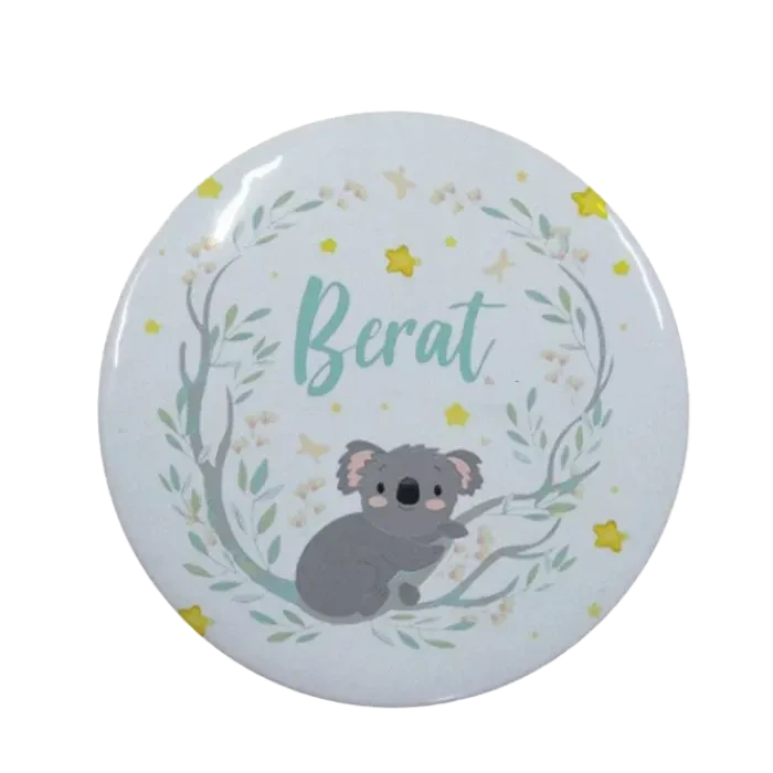 Kişiye Özel Yeni Doğan Hatırası Koala Tasarımlı Buton Açacak Magnet 58 mm 15 Adet