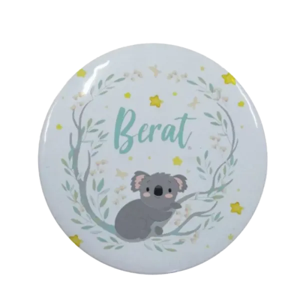 Kişiye Özel Yeni Doğan Hatırası Koala Tasarımlı Buton Açacak Magnet 58 mm 15 Adet