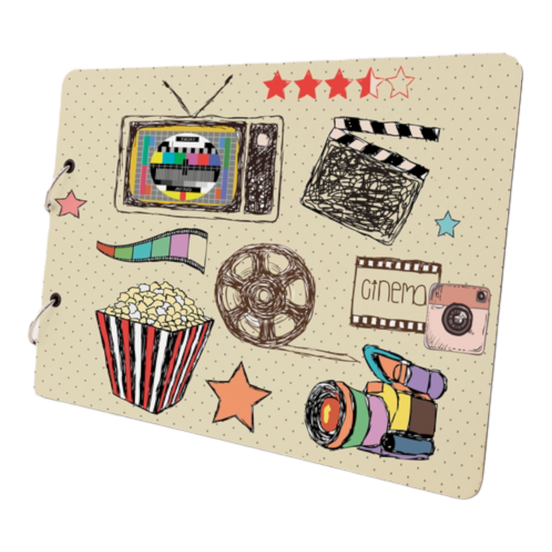 Sinema Film Desenleri Tasarımlı Ahşap Fotoğraf Albümü Kendin Yap Modeli