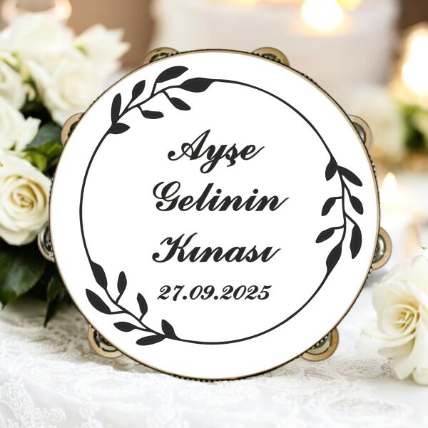 Gelin Tefi Baskılı Deri Yonca Desenli 32 Cm