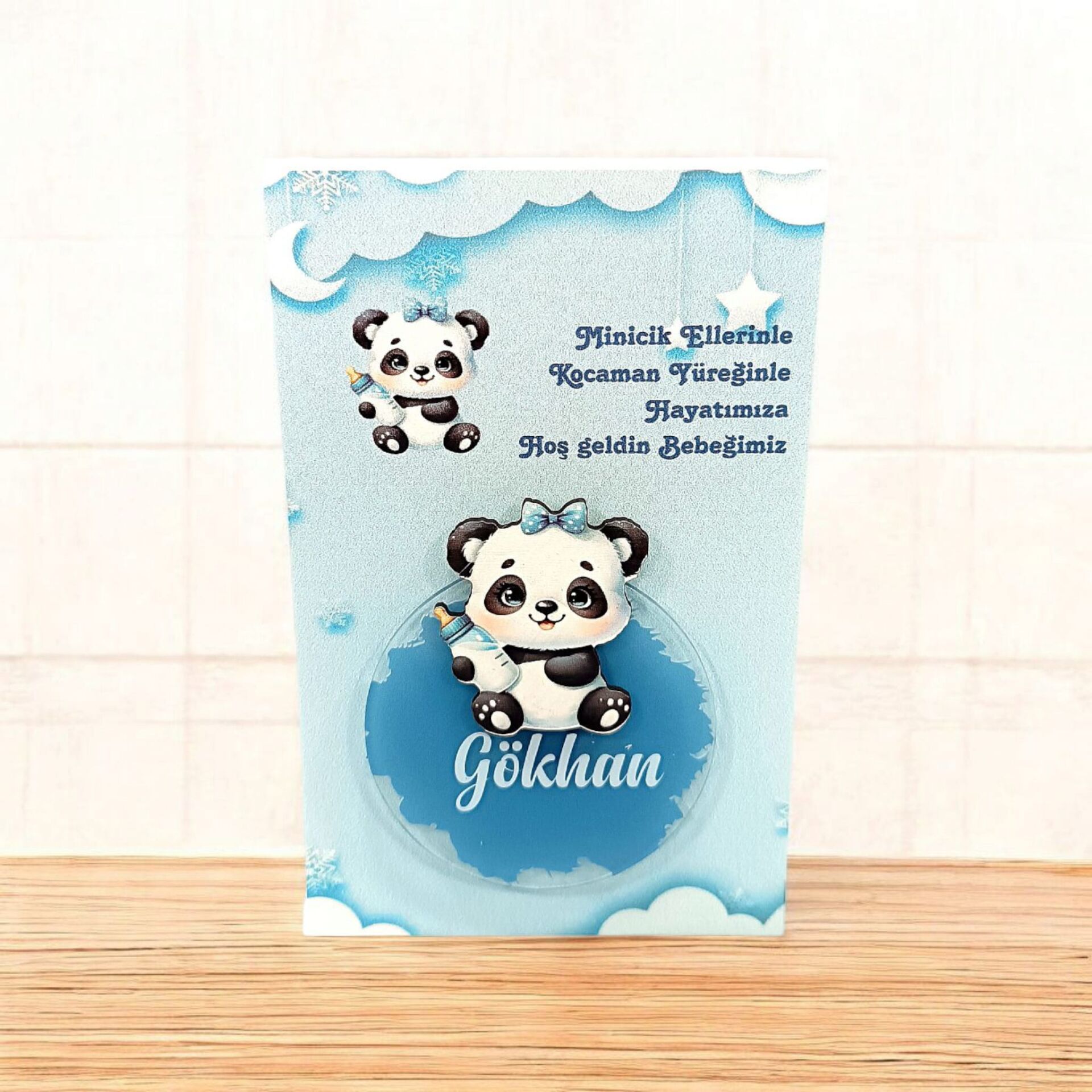 Bebek Panda Figürlü Pleksi Magnet Kartlı | Sevimli ve Özel Hediyelik