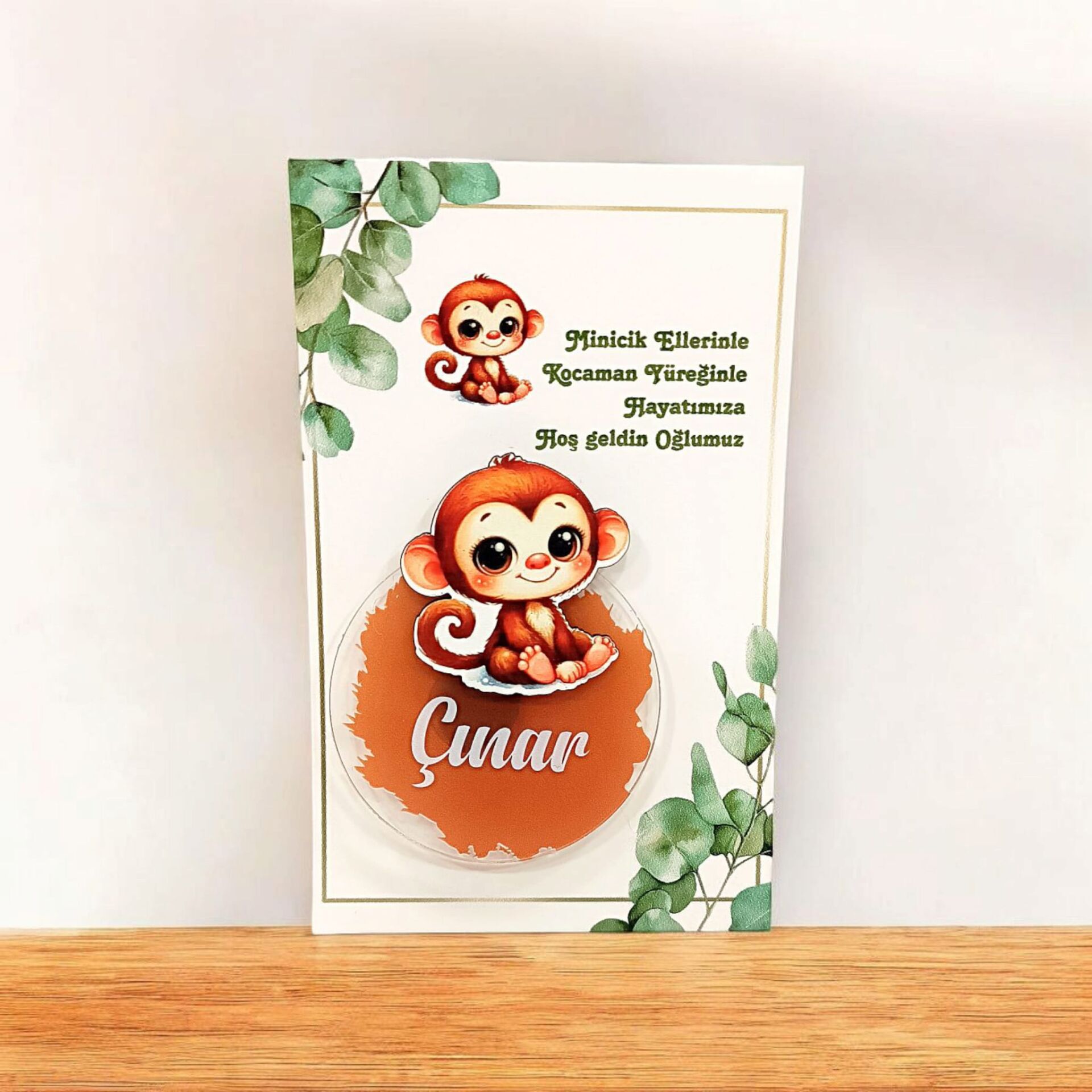 Maymun Figürlü Pleksi Magnet Kartlı | Sevimli ve Eğlenceli Hediyelik