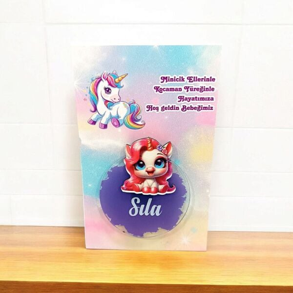 Unicorn Figürlü Pleksi Magnet Kartlı | Renkli ve Eğlenceli Hediyelik