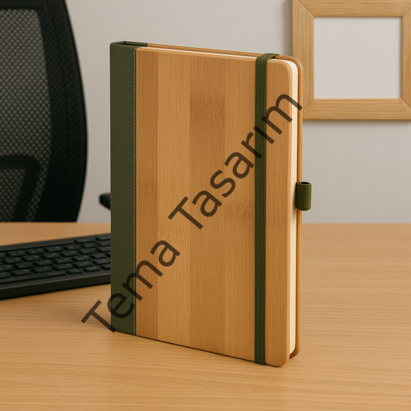 Kişiye Özel Bambu Desenli Termos Defter Papatya Çiçek Desenli Kupa ve Kolye Hediye Kutusu
