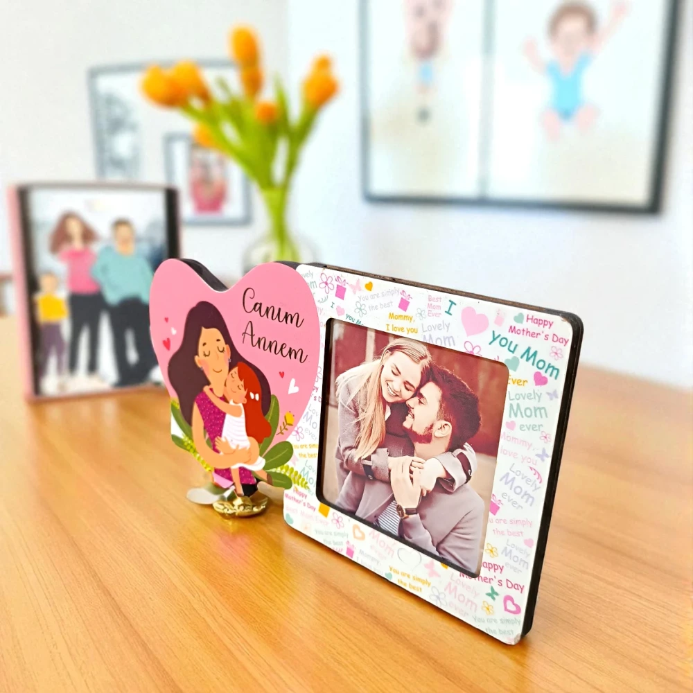 3D Canım Annem Fotoğraflı Ahşap Çerçeve