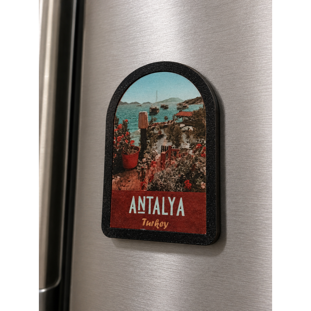 Tek Katmanlı Antalya Ahşap Buzdolabı Magneti