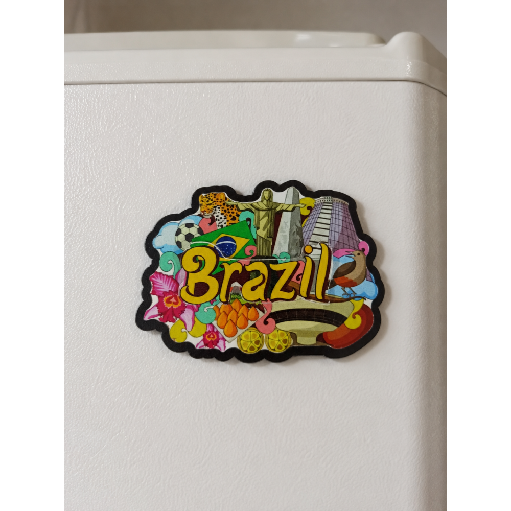 2 Katmanlı Kabartmalı Brazil Ahşap Buzdolabı Magneti