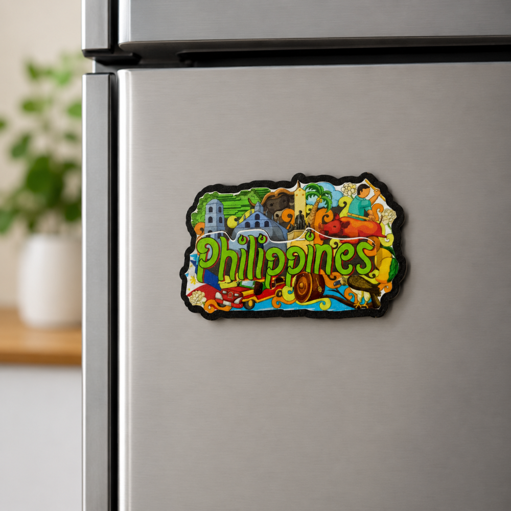 3 Katmanlı Kabartmalı Philippines Ahşap Magnet