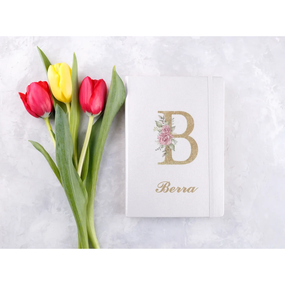 Kişiye Özel Harf Tasarımlı İsim Baskılı Beyaz Defter