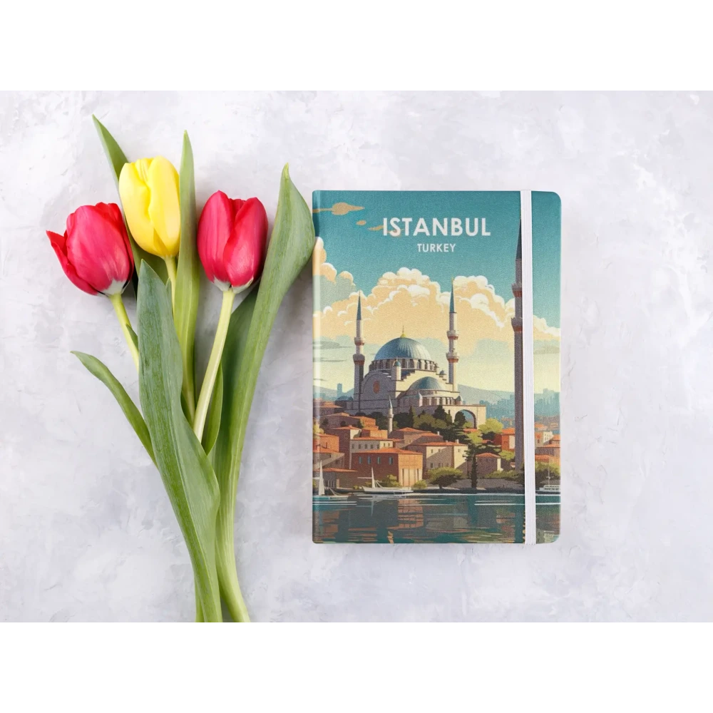 İstanbul Temalı Şehir Tasarımlı Lastikli Defter